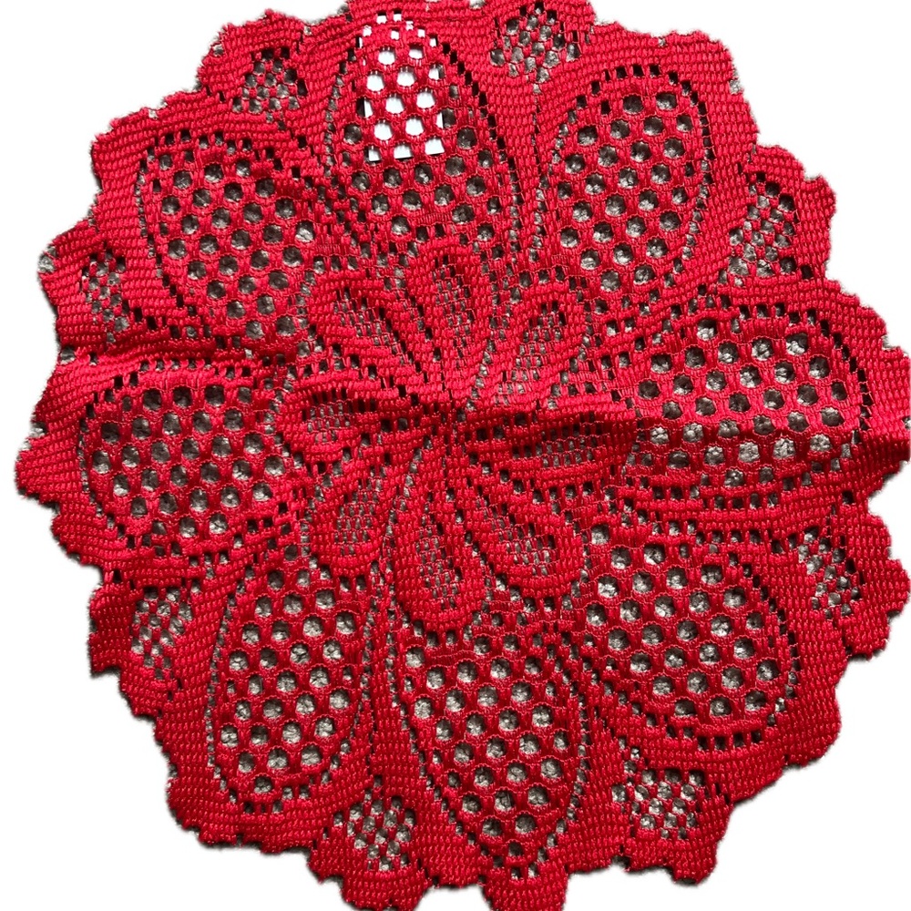 Elegant Red Crochet Doily